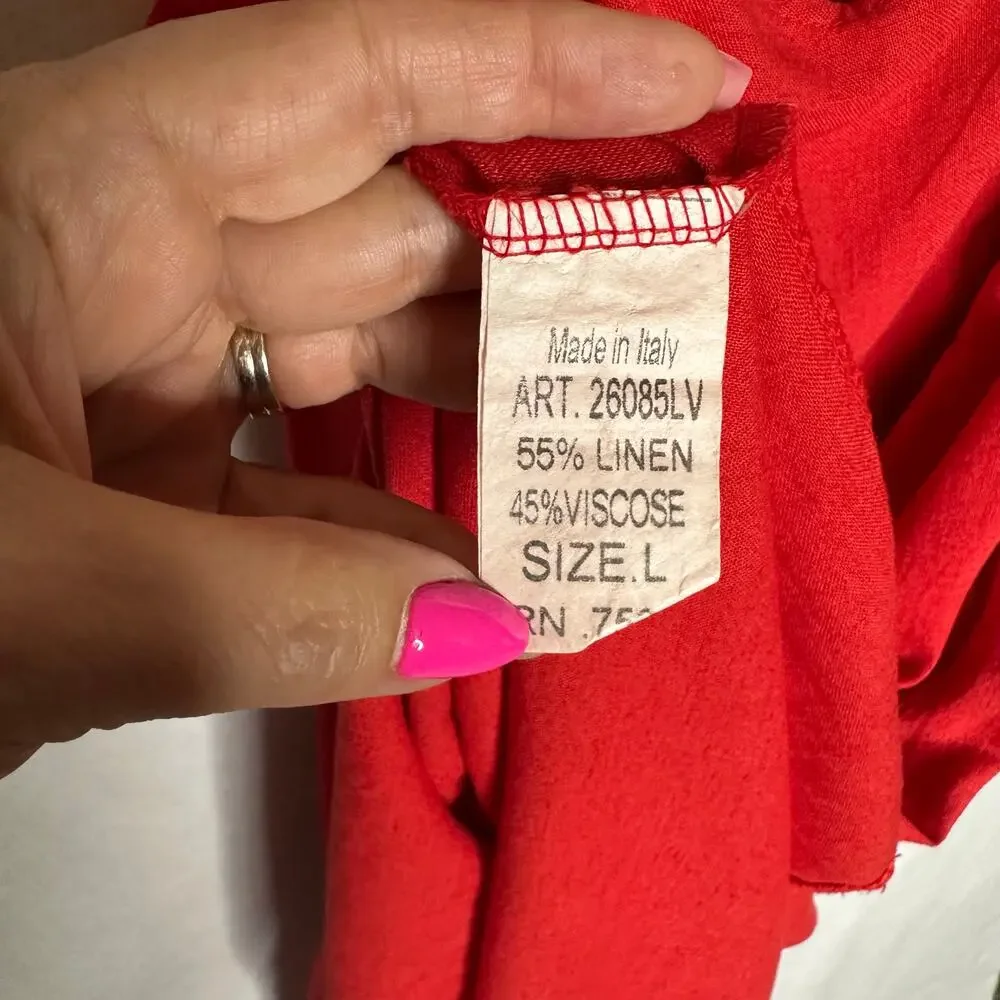 NWT Valentina Naldi Italian Red Linen Blend Crossback Sundress – Size L - Picture 8 of 11